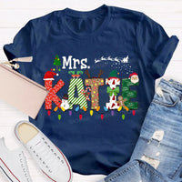 Custom Name Holiday T-Shirt, Personalized Christmas Lights Shirt, Festive Christmas Lights Tee, Adorable Xmas Family Shirt, Holiday Party Present