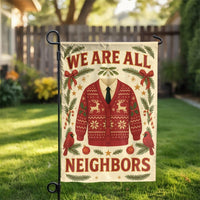 Ugly Christmas Sweater Holiday Flag, We Are All Neighbors Garden Flag, Festive Community Lawn Flag, Winter Yard Decor, Outdoor Porch Banner