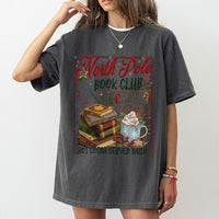 Festive Christmas Reading Graphic Tee, North Pole Book Club Shirt, Comfy Holiday Bookish T-Shirt, Adorable Xmas Reader Shirt, Present for Book Lover