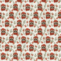 Woodland Animal Holiday Gift Wrap, Christmas Raccoon Wrapping Paper, Adorable Winter Raccoon Wrapping Paper, Festive Botanical Gift Wrap Paper