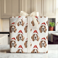 Festive Winter Holiday Dog Gift Wrap, Basset Hound Christmas Wrapping Paper, Adorable Basset Hound Wrapping Paper, Xmas Dog Lover Present Wrap