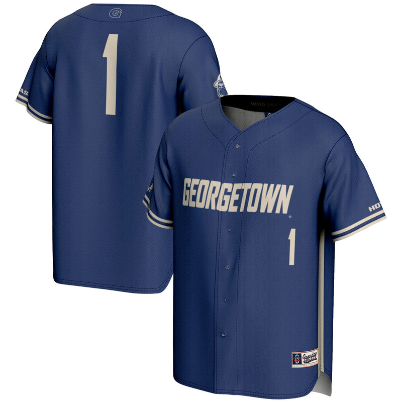 #1 Georgetown Hoyas Lightweight Baseball Fashion Jersey - Navy