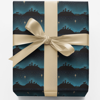 Nativity Scene Christmas Wrapping Paper, Shepherds Watch Wrapping Paper, Pastoral Starlit Sky Wrapping Paper, Religious Holiday Gift Wrap