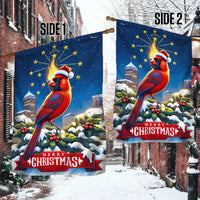 Santa Hat Cardinal Yard Flag, Indiana Christmas Garden Flag, State Torch Hoosier Flag, Double-Sided Holiday Flag, Seasonal Winter Lawn Decor