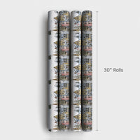 Quaint Holiday Town Gift Wrap, Watercolor Snowy European Village Wrapping Paper, Comfy Christmas Present Wrap, Festive Winter Present Paper Roll