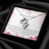 Interlocking Heart Pendant, Grandma Double Heart Necklace, 14K White Gold Finish Heart Necklace, Birthday Christmas Present for Grandmother