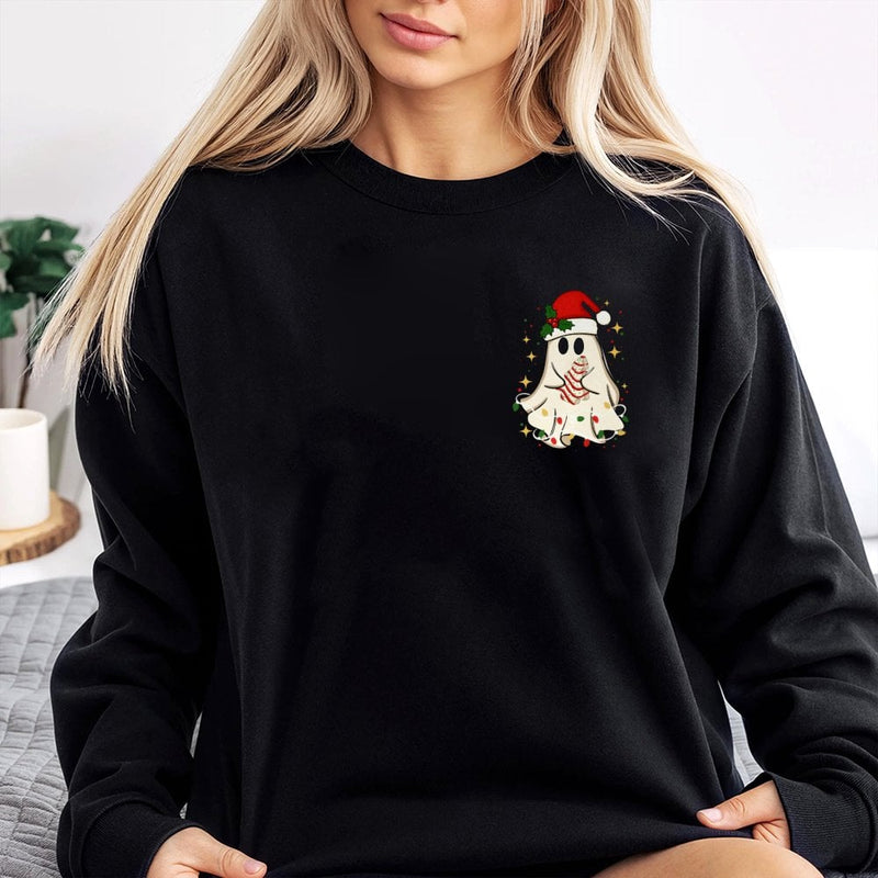 Adorable Holiday Ghost Crewneck, Christmas Ghost Sweatshirt, Festive Xmas Ghost Pocket Sweater, Spooky Christmas Pullover, Adorable Winter Present
