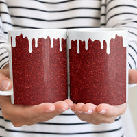 Faux Sparkle White Paint Drips Coffee Mug, Red Glitter Drip Ceramic Mug, Adorable Valentine Tea Cup, Aesthetic Christmas Holiday Present