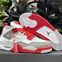 Mid Top Sneakers, White Red Colorway, Lace Up Design, Casual Gift for Sneaker Fans
