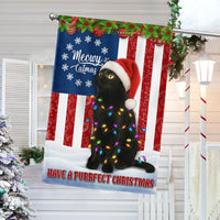 Meowy Catmas Bombay Yard Flag, Black Cat Christmas Garden Flag, Double Sided Holiday Cat Lawn Flag, Christmas Pet Lover Yard Decor