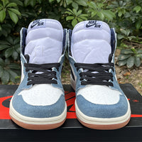 High Top Sneakers, White Blue Black Colorway, Lace Up Design, Casual Gift for Sneaker Fans