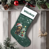 Yorkshire Terrier Santa Stocking, Personalized Yorkie Christmas Stocking, Custom Dog Holiday Stocking, Velboa Mantel Decor, Dog Lover Present