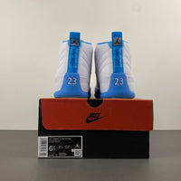 Retro Low Top Sneakers, University Blue White Colorway, Lace Up Design, Casual Gift for Sneaker Fans