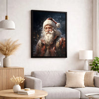 Snowy Winter Portrait Canvas Art, Realistic Santa Claus Canvas Print, Festive Holiday Canvas Wall Decor, Christmas Room Art