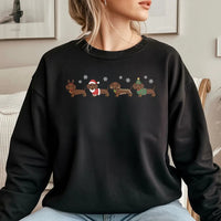 Adorable Wiener Dog Holiday Sweatshirt, Dachshund Christmas Sweatshirt, Festive Doxie Puppy Sweatshirt, Dog Mom Xmas Crewneck, Pet Lover Present