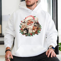 Adorable Kitten Holiday Hoodie, Santa Cats Christmas Hoodie, Retro Cat Lover Hoodie, Comfy Winter Kitty Pullover, Holiday Present for Cat Lovers