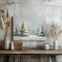 Winter Landscape with Christmas Trees Print, Snowy Forest Canvas Wall Art, Rustic Pine Woodland Holiday Poster, Digital Download