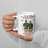 Custom Mother and Son Cartoon Mug, Personalized to My Son Coffee Mug, Proud Mom Ceramic Mug, Christmas Birthday Present from Mom