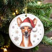 Santa Hat Basenji Dog Ornament, Basenji Christmas Ornament, Ceramic Basenji Tree Ornament, Holiday Dog Lover Keepsake, Pet Owner Xmas Present