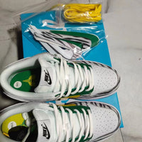 Low Top Sneakers, White Yellow Black Colorway, Glow in the Dark Detail, Lace Up Design, Casual Gift for Sneaker Fans