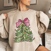 Cheetah Holiday Crewneck, Pink Bow Christmas Tree Sweatshirt, Adorable Merry Christmas Sweatshirt, Trendy Winter Graphic Sweatshirt