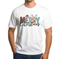 Merry Christmas Graphic Tee, Leopard Plaid Santa Hat Christmas T-Shirt, Festive Buffalo Plaid Shirt, Adorable Holiday Santa Tee, Present for Her