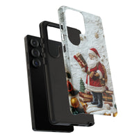Vintage Reading Books Santa Tough Phone Case, Book Lover Santa Phone Case for Samsung Galaxy, Christmas Winter Protective Case Cover