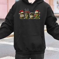 Humorous Pickle Jar Graphic Hoodie, Christmas Pickle Hoodie, Adorable Holiday Season Sweatshirt, Retro Xmas Tradition Hoodie, Foodie Present