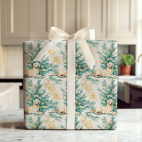 Christmas Dog Gift Wrap, Yellow Labrador Tree Wrapping Paper, Watercolor Puppy Wrapping Paper, Holiday Pet Gift Wrap, Dog Lover Present Wrap