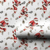 Sporty Lacrosse Christmas Gift Wrap, Lacrosse Santa Wrapping Paper, Lax Santa Holiday Wrapping Paper, Lacrosse Player Christmas Gift Wrap