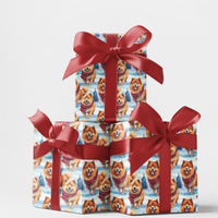 Winter Scarf Dog Wrapping Paper, Chow Chow Christmas Wrapping Paper, Watercolor Chow Gift Wrap, Dog Lover Wrapping Paper, Adorable Xmas Pet Wrap