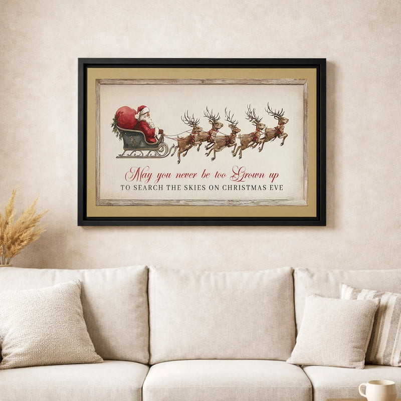 Christmas Quote Canvas Print, Vintage Santa Sleigh Canvas Wall Art, Retro Holiday Wall Decor, Festive Xmas Canvas Art, Christmas Lovers Present
