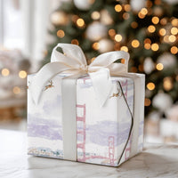 Golden Gate Bridge Gift Wrap, San Francisco Christmas Wrapping Paper, Watercolor Reindeer Wrapping Paper, California Holiday Gift Wrap