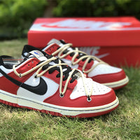 Low Top Sneakers, Red Cream Colorway, Lace Up Design, Casual Gift for Sneaker Fans