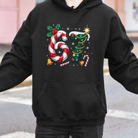 Festive Candy Cane 67th Birthday Sweatshirt, 67 Birthday Christmas Hoodie, Holiday Number 67 Hooded Pullover, Christmas Birthday Present Hoodie