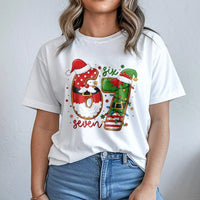 Humorous Santa and Elf Graphic Tee, Christmas Number 67 T-Shirt, Retro Holiday 67 Shirt, Xmas Birthday Party Tee for Him Her