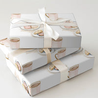Pink Mug Cookie Gift Wrap, Watercolor Hot Cocoa Wrapping Paper, Holiday Sweets Wrapping Paper, Adorable Baker Christmas Wrapping Paper