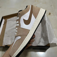 Low Top Sneakers, White Brown Colorway, Lace Up Design, Casual Gift for Sneaker Fans
