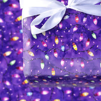 Purple Watercolor Holiday Gift Wrap, Christmas String Lights Wrapping Paper, Colorful Xmas Lights Wrapping Paper, Festive Winter Gift Wrap