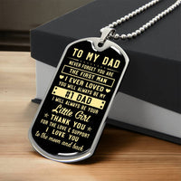 Sentiment Engraved Pendant Necklace, To My Dad Dog Tag Necklace, Stainless Steel Military Dog Tag, Birthday Present for Father, Christmas Present