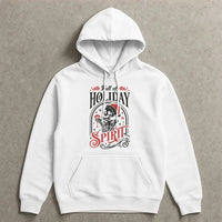 Humorous Skeleton Christmas Sweatshirt, Full of Holiday Spirit Hoodie, Spooky Xmas Hooded Pullover, Skeleton Drinking Holiday Hoodie