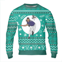 Humorous Sports Ugly Holiday Sweater, Baseball Pitcher Bird Strike Christmas Sweatshirt, Retro Baseball Xmas Sweatshirt, Gameday Fan Sweatshirt