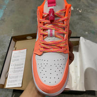 Low Top Sneakers, Orange Colorway, Lace Up Design, Casual Gift for Sneaker Fans