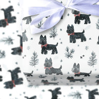 Scottie Christmas Gift Wrap, Scottish Terrier Wrapping Paper, Watercolor Dog Wrapping Paper, Black Scottie Present Wrap, Holiday Dog Paper