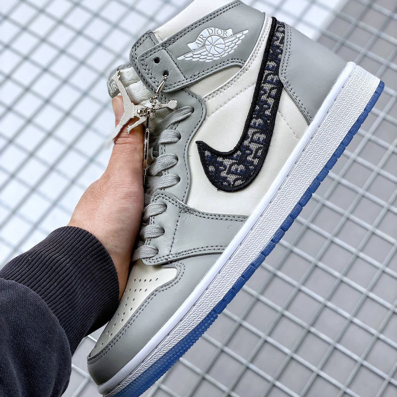 High Top Sneakers, Gray White Colorway, Lace Up Design, Casual Gift for Sneaker Fans