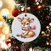 Woodland Deer Ceramic Ornament, Adorable Baby Deer Christmas Ornament, Baby Deer Holiday Tree Ornament, Nature Lover Christmas Decor Present