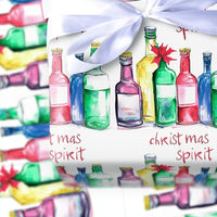 Humorous Liquor Bottle Gift Wrap, Christmas Spirit Wrapping Paper, Adult Holiday Pun Wrapping Paper, Adorable Alcohol Bottle Christmas Gift Wrap