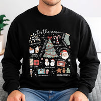 Retro Holiday Icons Graphic Sweatshirt, Tis the Season Christmas Sweatshirt, Winter Holiday Crewneck Sweater, Comfy Xmas Pullover Sweatshirt