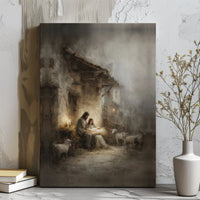Holy Family Manger Canvas Print, Nativity Scene Canvas Wall Art, Christian Christmas Wall Decor, Religious Canvas Art, Spiritual Home Present