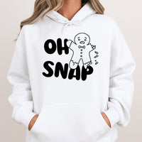 Humorous Christmas Cookie Pullover Hoodie, Oh Snap Gingerbread Hoodie, Adorable Holiday Baker Hooded Sweatshirt, Winter Xmas Graphic Hoodie